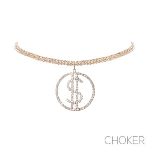 17836 - s rs Round Dollar Sign Choker