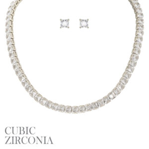 17848 - r cz 1Line Neck/7mm Sqaure Ear