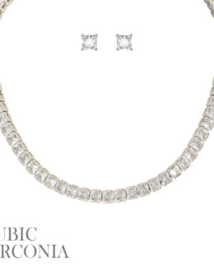 17848 - r cz 1Line Neck/7mm Sqaure Ear