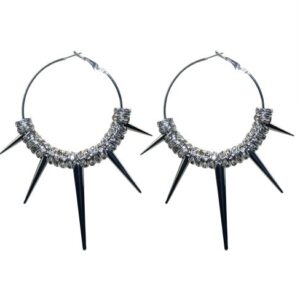 22525 - Rhinestone 5 Spike Hoop Pincatch Earring