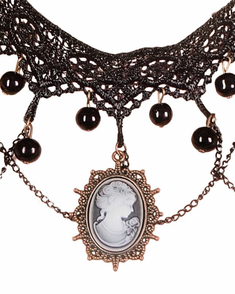 55414 - Lace Necklace with Cameo & Swags - Image 2