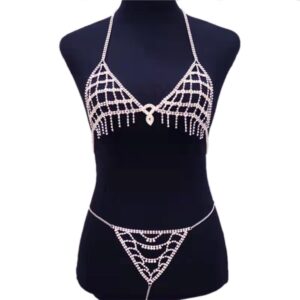 94003 - Rhinestone Bikini Set - Silver
