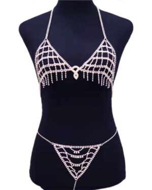 94003 - Rhinestone Bikini Set - Silver