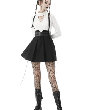 DW587 - Punk Rock Side Rope Pleated Strap Dress