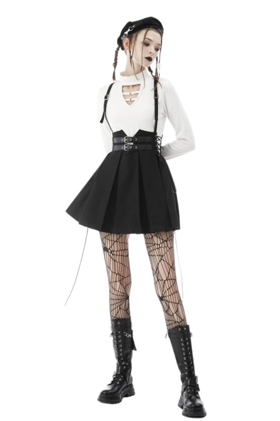 DW587 - Punk Rock Side Rope Pleated Strap Dress