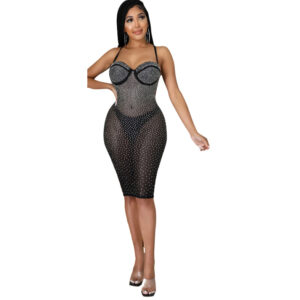 7189 - Rhinestone Mesh Dress