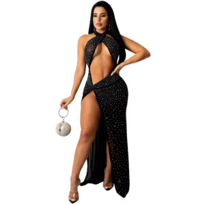 7192 - Rhinestone Mesh Dress