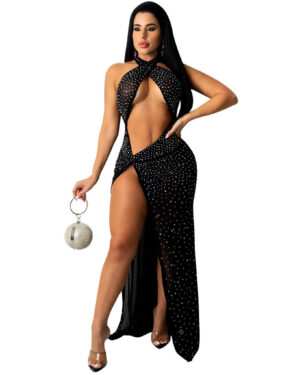 7192 - Rhinestone Mesh Dress