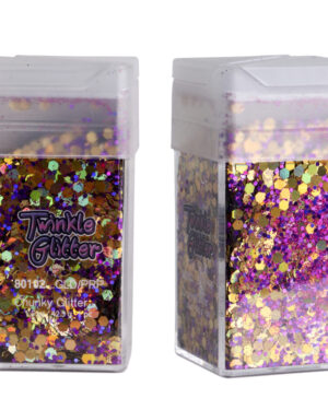 80102 - mixed sizes glitter sq bottle1.5 oz-Gold Purple