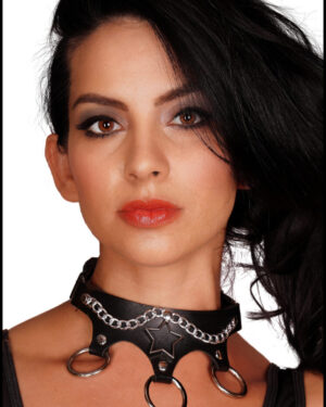 BZ132 - PU choker - ring charms