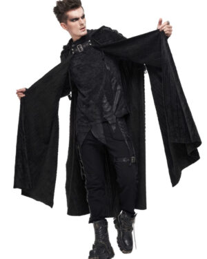 CA031 - Gothic Black Velvet Long Hooded Cape