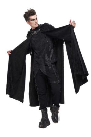 CA031 - Gothic Black Velvet Long Hooded Cape