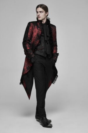 WY1166 - Black Rococo Gorgeous Lace Tuxedo Coat-BKRD