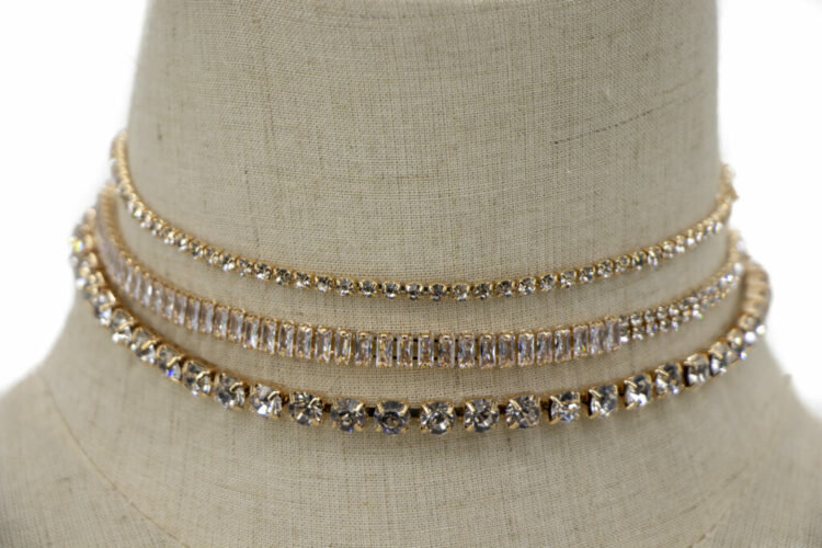 17825 - rs CZ Baguette 3 choker set - Image 3