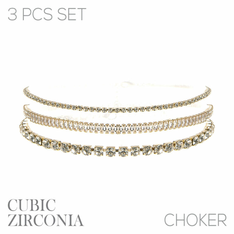 17825 - rs CZ Baguette 3 choker set - Image 4