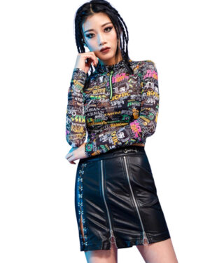 7258 - Punk Kiss Rock Band Mesh Top
