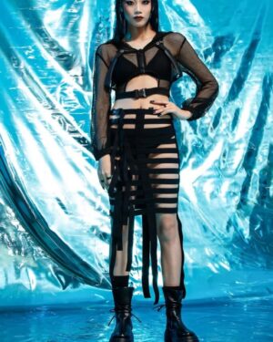 7303 - Elastic Band Gothic Sexy Long Skirt- S