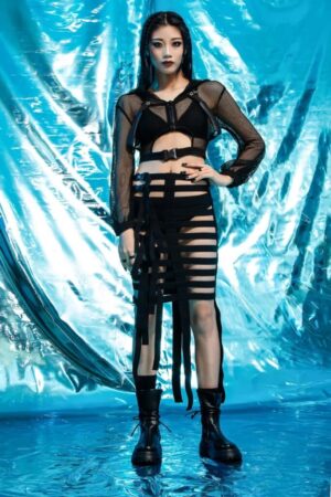 7303 - Elastic Band Gothic Sexy Long Skirt- S