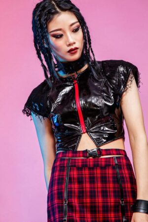 7390 - Party Red Zip Show Waist Short Vest