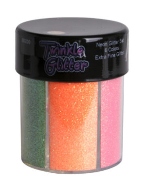 80200 - mixed sizes glitter sq bottle - neon colors