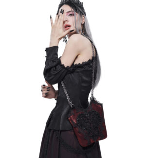 AS09502 - Burgundy Lace Beaded Flapper Girl Bag