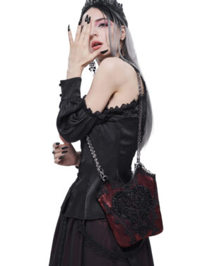 AS09502 - Burgundy Lace Beaded Flapper Girl Bag