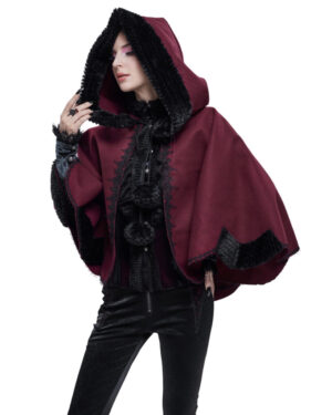 CA02802 - Burgundy And Black Trimming  Renaissance Cape