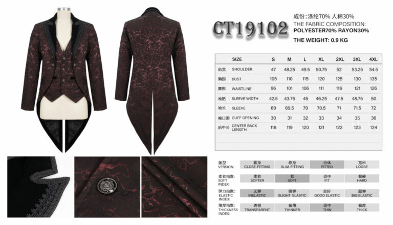 CT19102 - Gothic Red Tail Coat - Image 4
