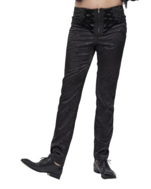 PT15901 - Gothic Laced up Zip up Black Pants