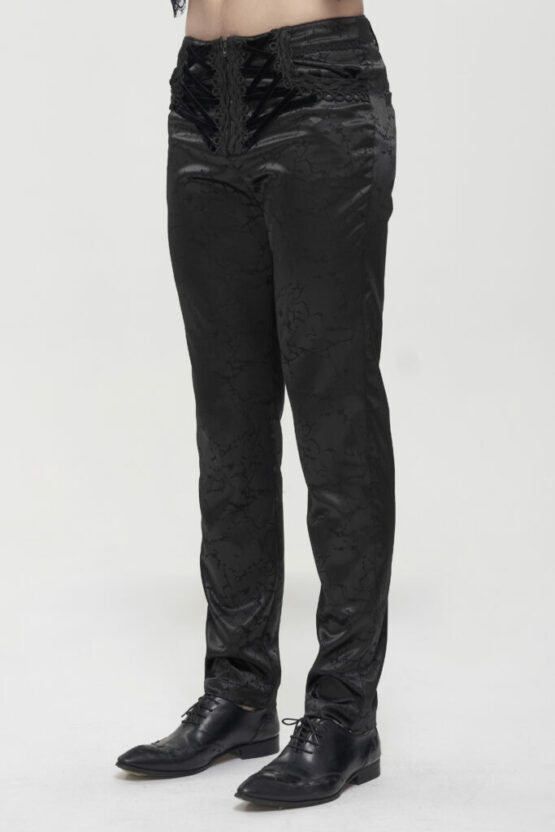 PT15901 - Gothic Laced up Zip up Black Pants - Image 2