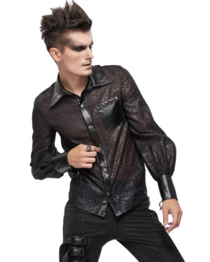 SHT085 - Gothic Black Sheer Button Up