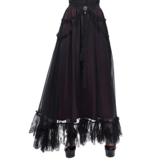 SKT139 - Long Black Lace Trim Renaissance Skirt
