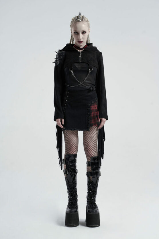 WY667 - Short Tassel Punk Hooded Jacket - Image 2