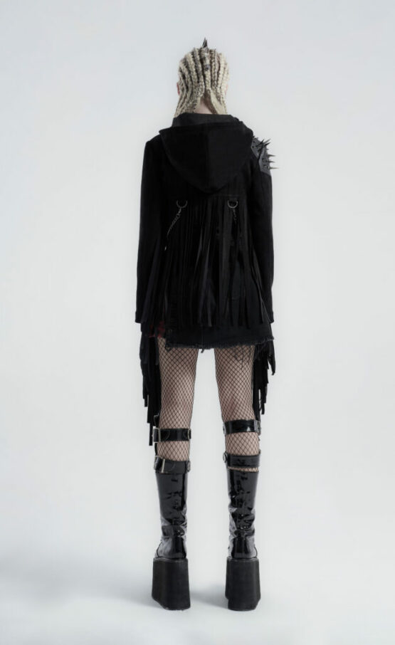 WY667 - Short Tassel Punk Hooded Jacket - Image 4