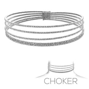 16148 - 5 lines choker - Silver