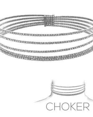 16148 - 5 lines choker - Silver