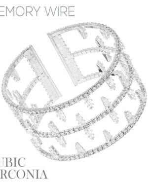84090 - Silver Memory Wire Rhinestone CZ Open Bracelet
