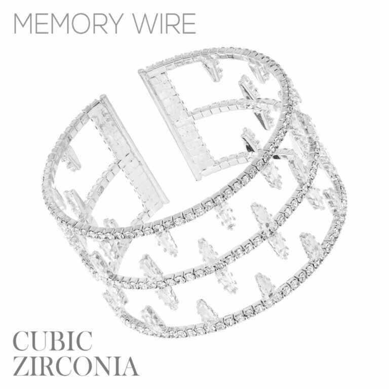 84090 - Silver Memory Wire Rhinestone CZ Open Bracelet