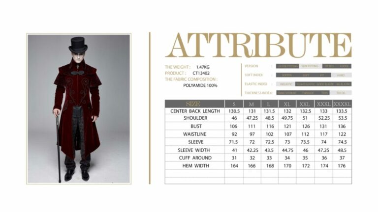 CT13402 - Men's Red Gothic Winter Coat - Image 4