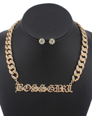 KS5067 - Necklace Set Stone Boss Girl, gold