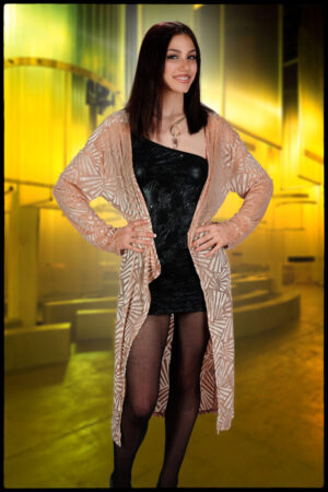 1810 - Burnout Velvet long duster jacket-Beige