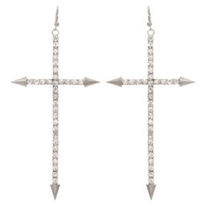 23361 - Cross with Spike Earrings, Silver