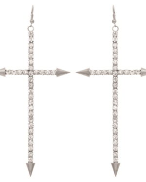 23361 - Cross with Spike Earrings, Silver