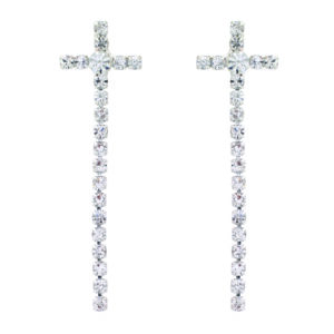 23396 - Cross drop rhinestone earring