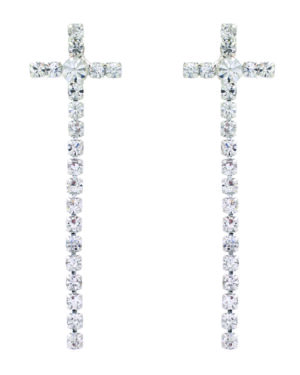 23396 - Cross drop rhinestone earring