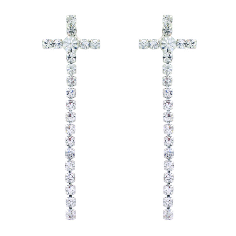 23396 - Cross drop rhinestone earring
