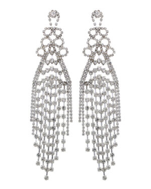 24009 - Rhinestone Flapper Chandelier Earring SLV