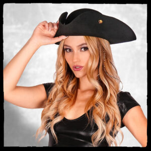 69518 - Tricorne Pirate Hat - 100% wool felt