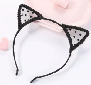 71214 - kitty lace headband w/ polka dots