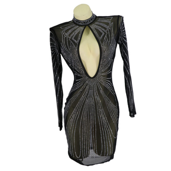 7173 - rhinestone front open dress - Image 2